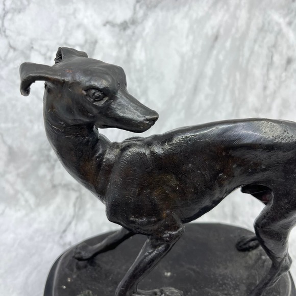Vintage Bronze Whippet Greyhound Standing Statue Sculpture Racing Dog ~10x10 - Picture 2 of 8